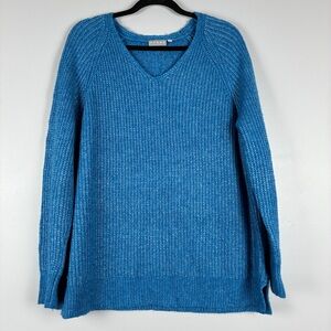 Canda Mens V Neck Sweater XL Blue Knit Minimalist Normcore Relaxed Oversized